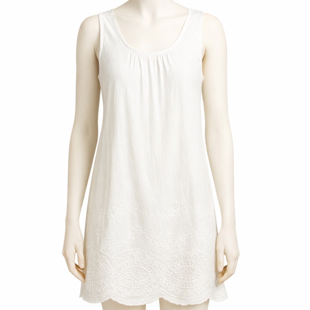 Dex White Sleeveless Linen Blend Shift Dress